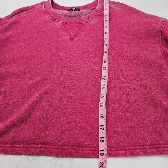 NEW! 7 For All Mankind Berry Cropped Ruffle Sleeve Sweatshirt Medium - Picture 6 of 14